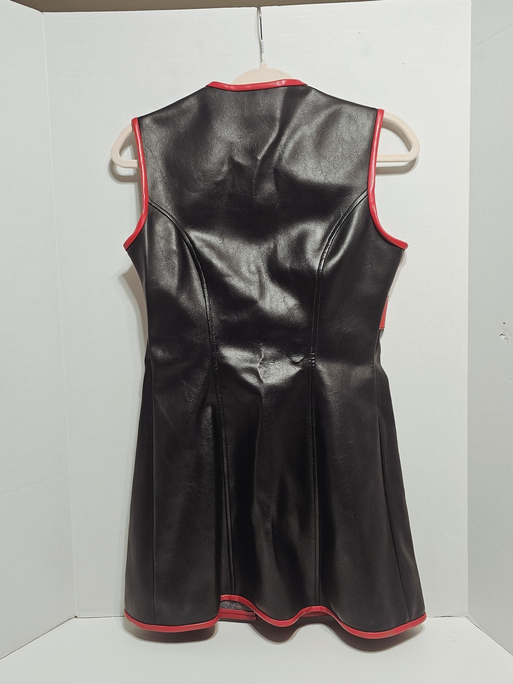 Lip Service Black and Red Faux Leather Zip-Front Dress - Picture 3 of 10